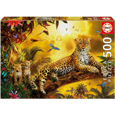 Puzzle Educa 500 piezas Leopardo con sus Cachorros