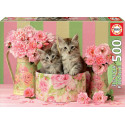 Puzzle Educa 500 piezas Gatitos con Rosas