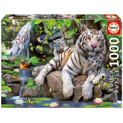 Puzzle Educa 1000 piezas Tigres Blancos de Bengala